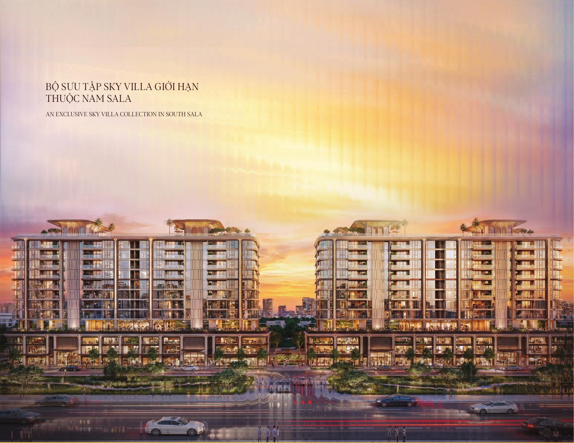 Hai tháp Savila lúc hoàng hôn, bộ sưu tập sky villa giới hạn thuộc Nam Sala