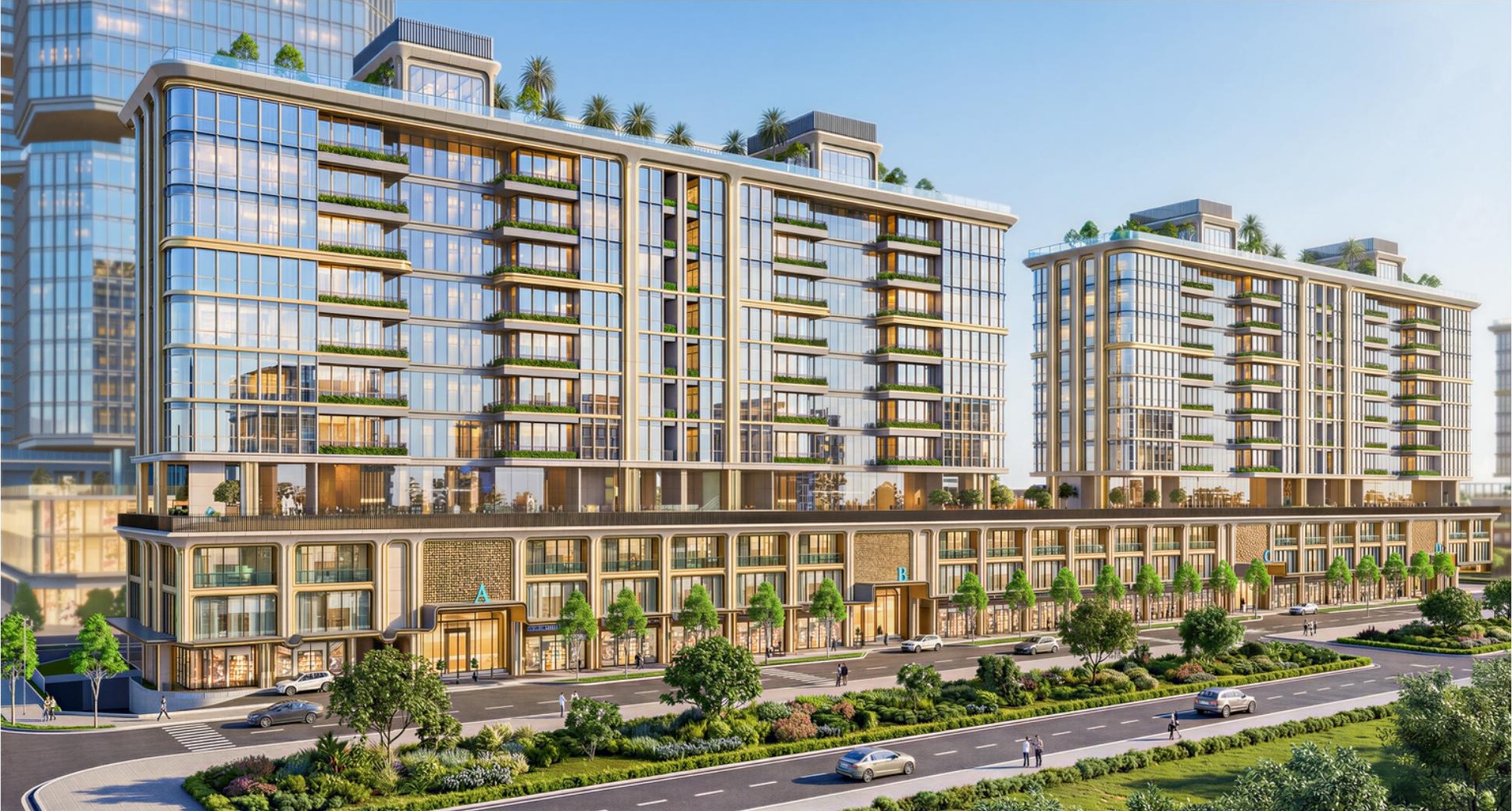 Toàn cảnh khối đế shop apartment Savila ban ngày